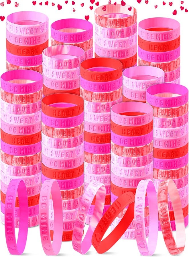 Qilery 300 Pieces Valentine's Day Rubber Bracelets Bulk Silicone Wristband Party Favors Rubber Bracelets Stretch Silicone Wristband for Events Team Party Decorations Gift Favor Supply - Image 1